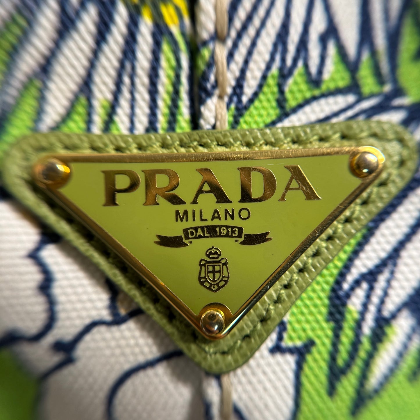 Floral Canvas Top Handle Bag Green