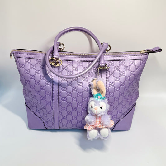 Metallic Guccissima Lovely Heart Tote Purple