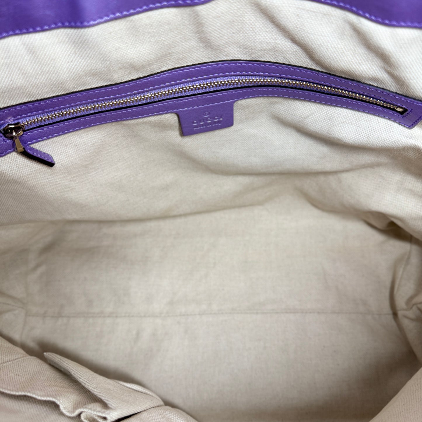 Metallic Guccissima Lovely Heart Tote Purple