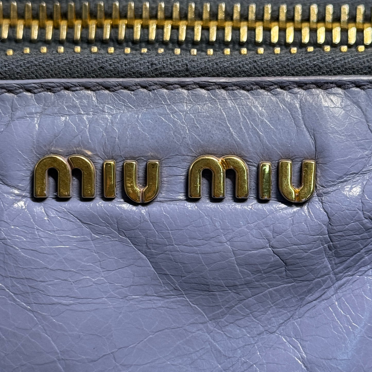 Purple Vitello Lux Leather Gathered Tote