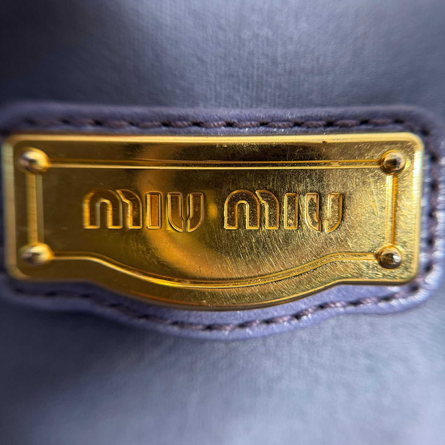 Purple Vitello Lux Leather Gathered Tote