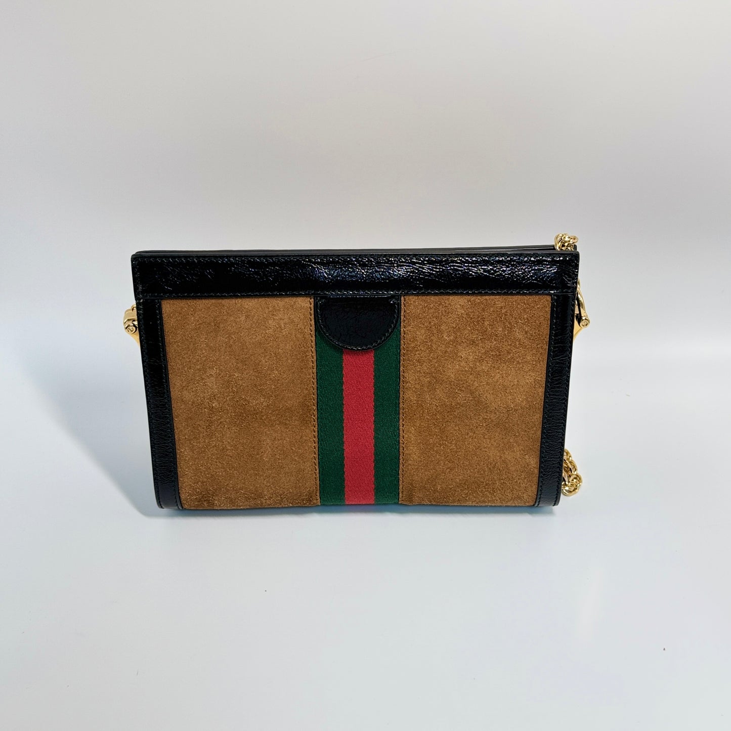 Ophidia Chain Shoulder Bag Suede Brown