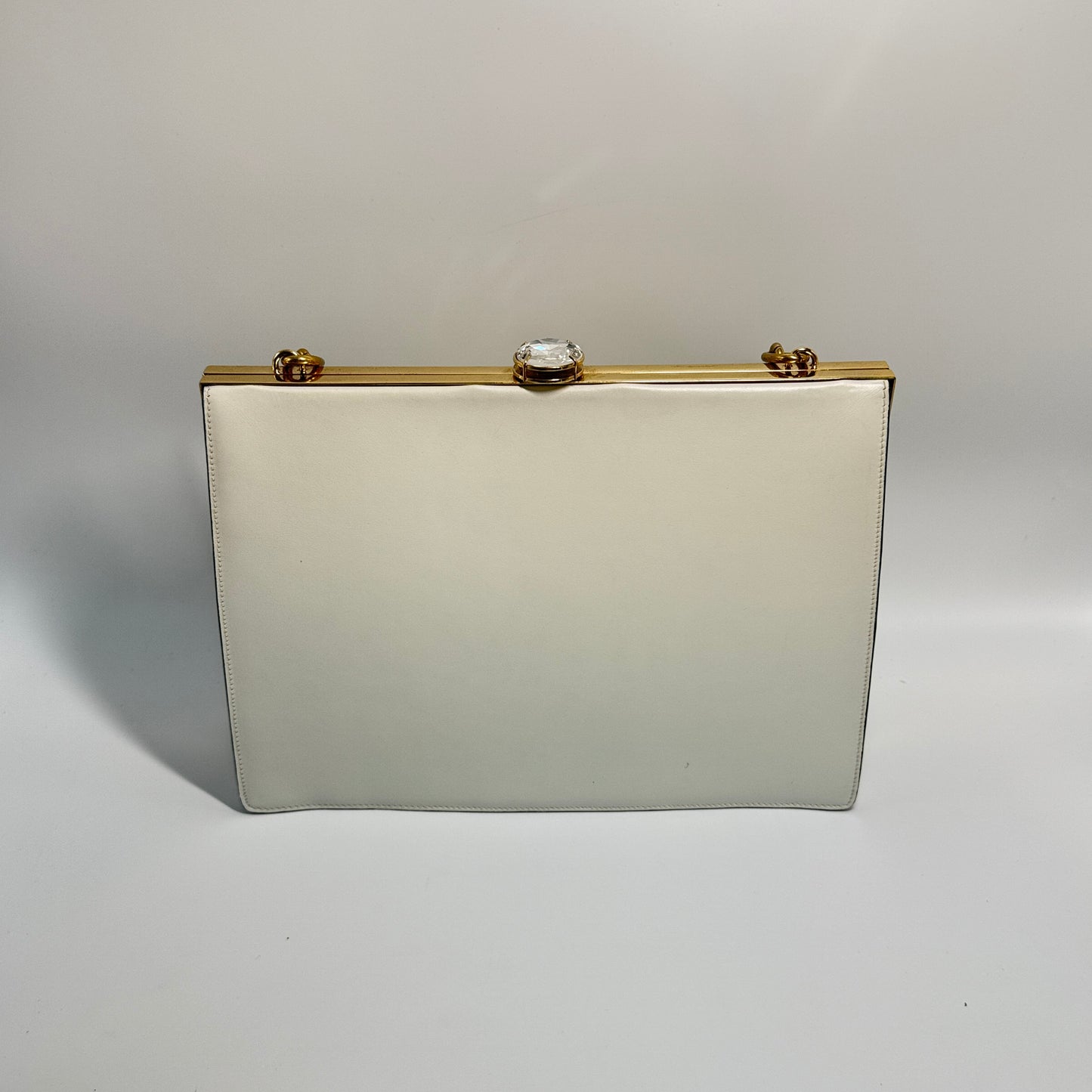 Calfskin Top Handle Bag Cream White