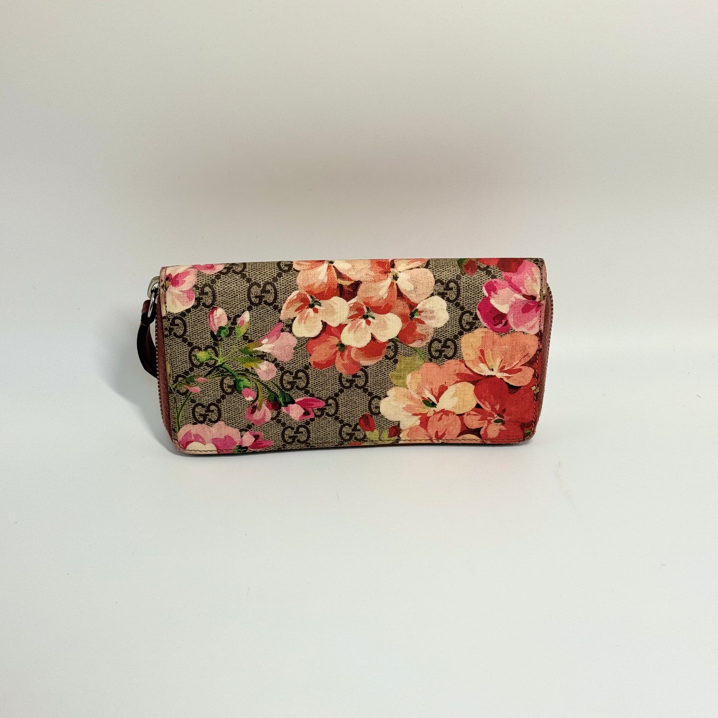 GG Supreme Monogram Blooms Zipper Wallet