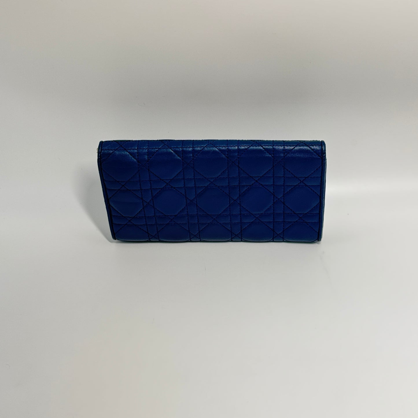 Cannage Leather Long Wallet Navy