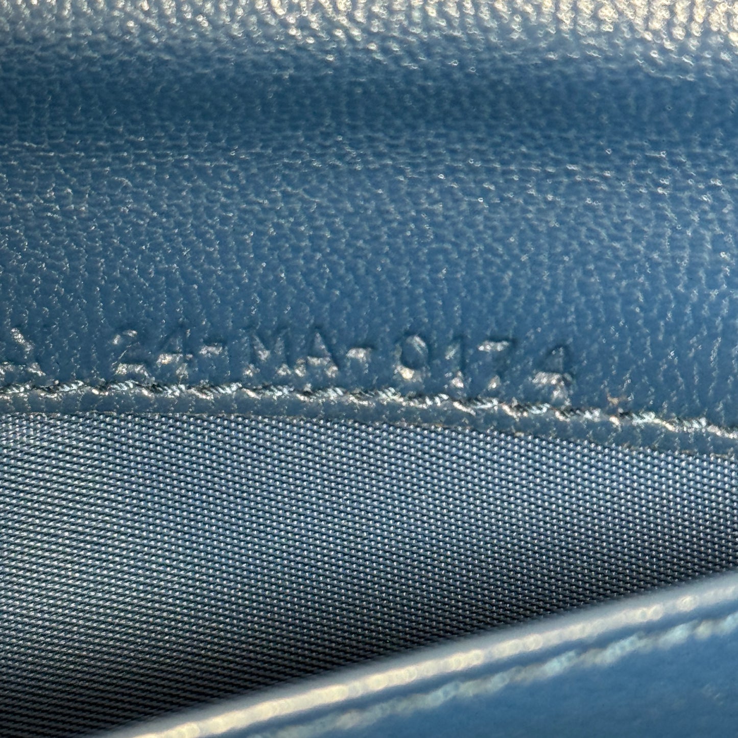 Cannage Leather Long Wallet Navy