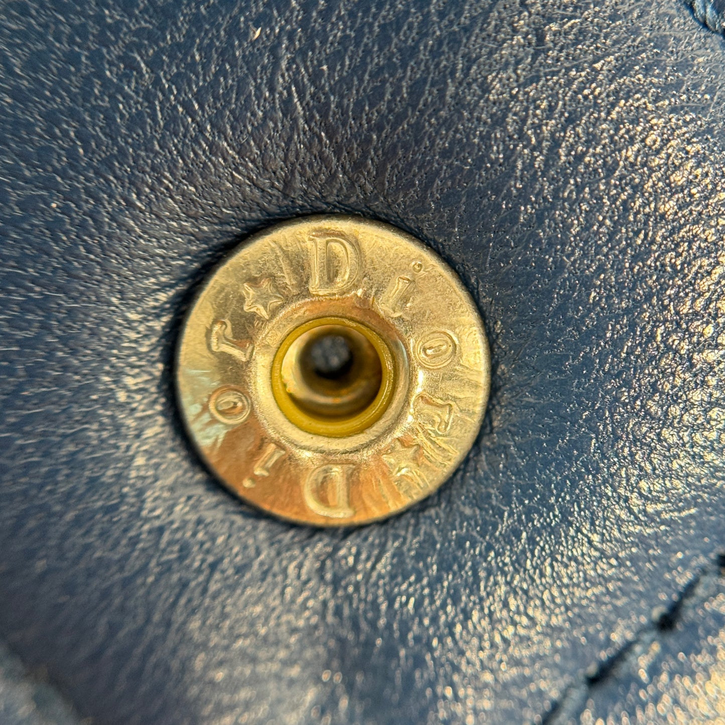 Cannage Leather Long Wallet Navy