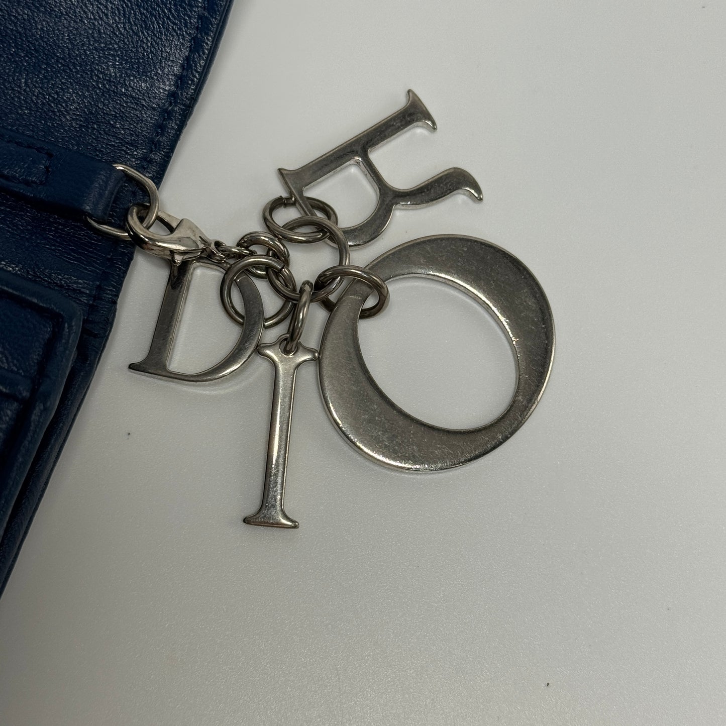 Cannage Leather Long Wallet Navy