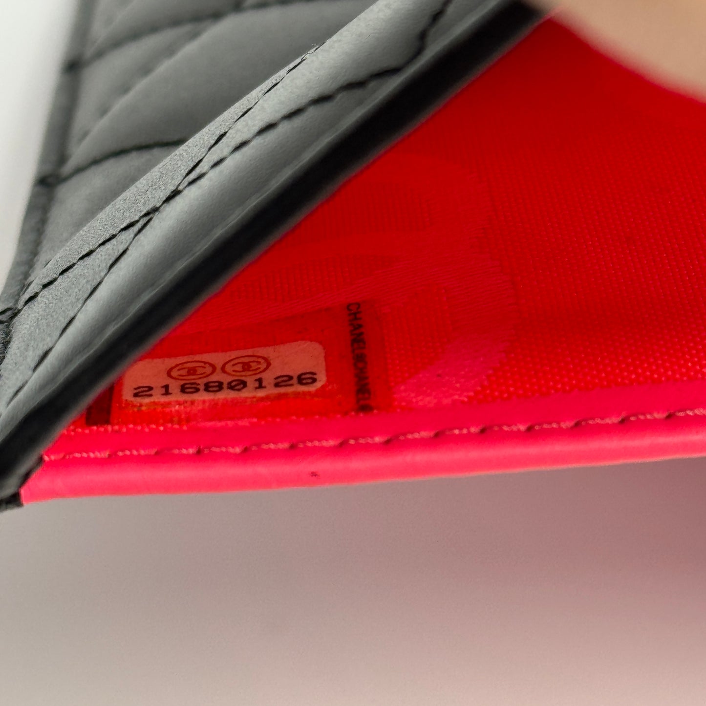 Calfskin Quilted Cambon Gusset Flap Wallet Black