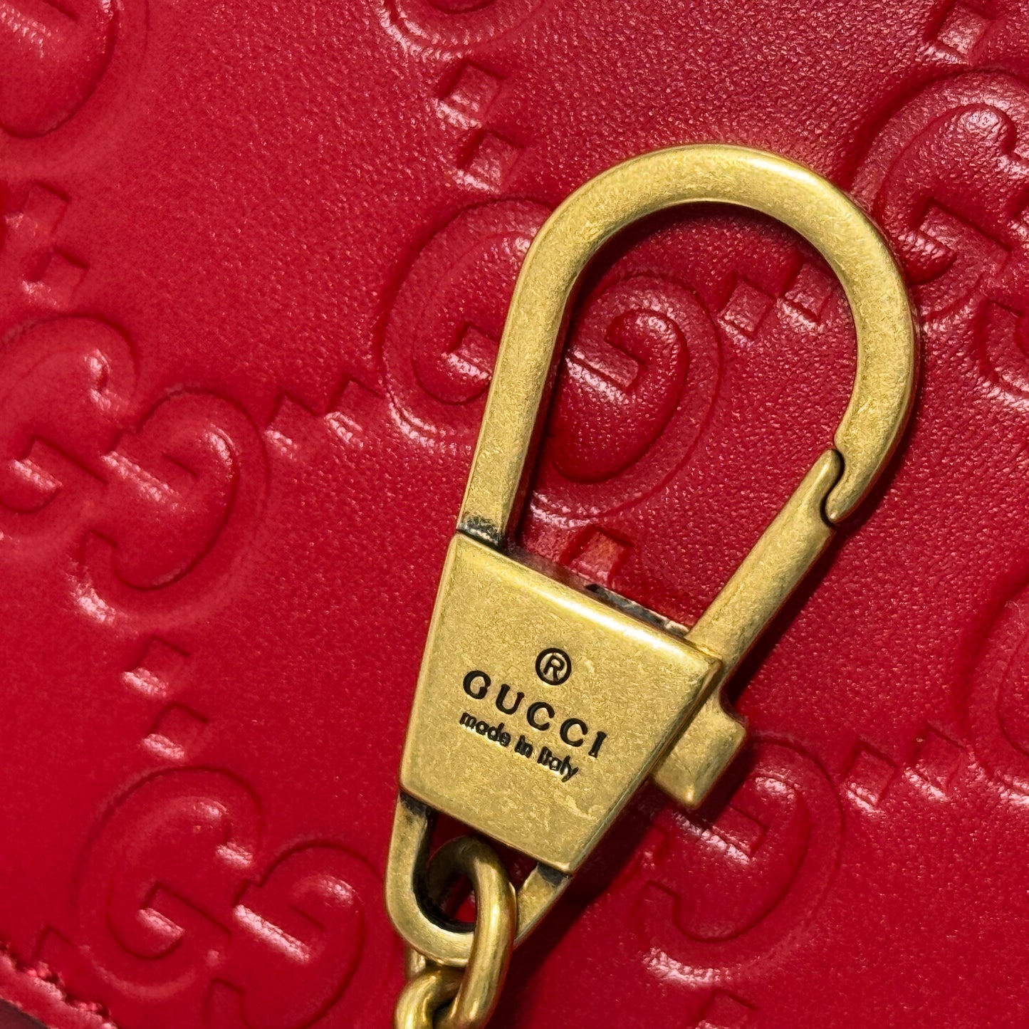 Guccissima Mini Cherry Chain Bag Hibiscus Red