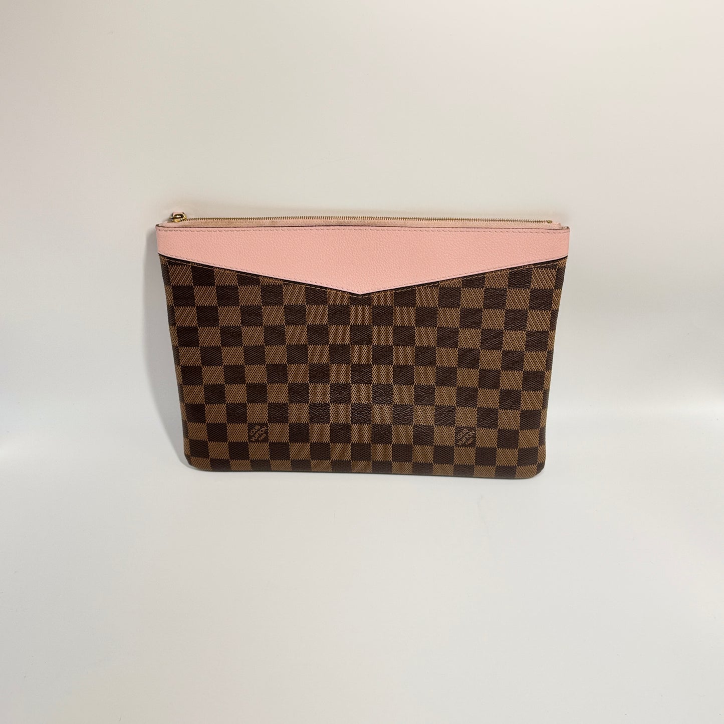 Rose Poudre Damier Ebene Canvas Daily Pouch