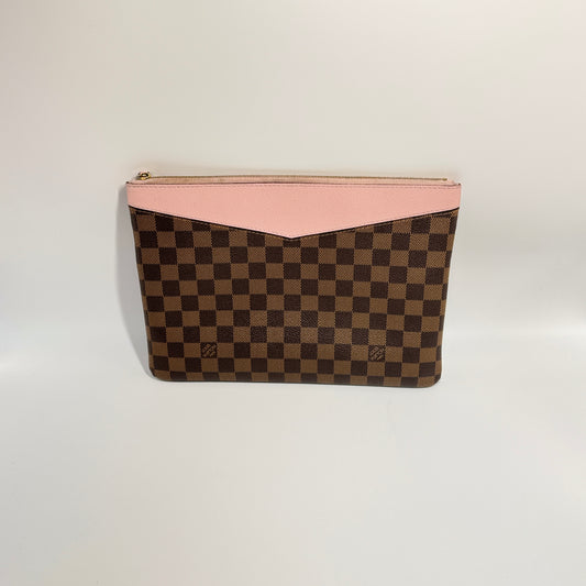 Rose Poudre Damier Ebene Canvas Daily Pouch
