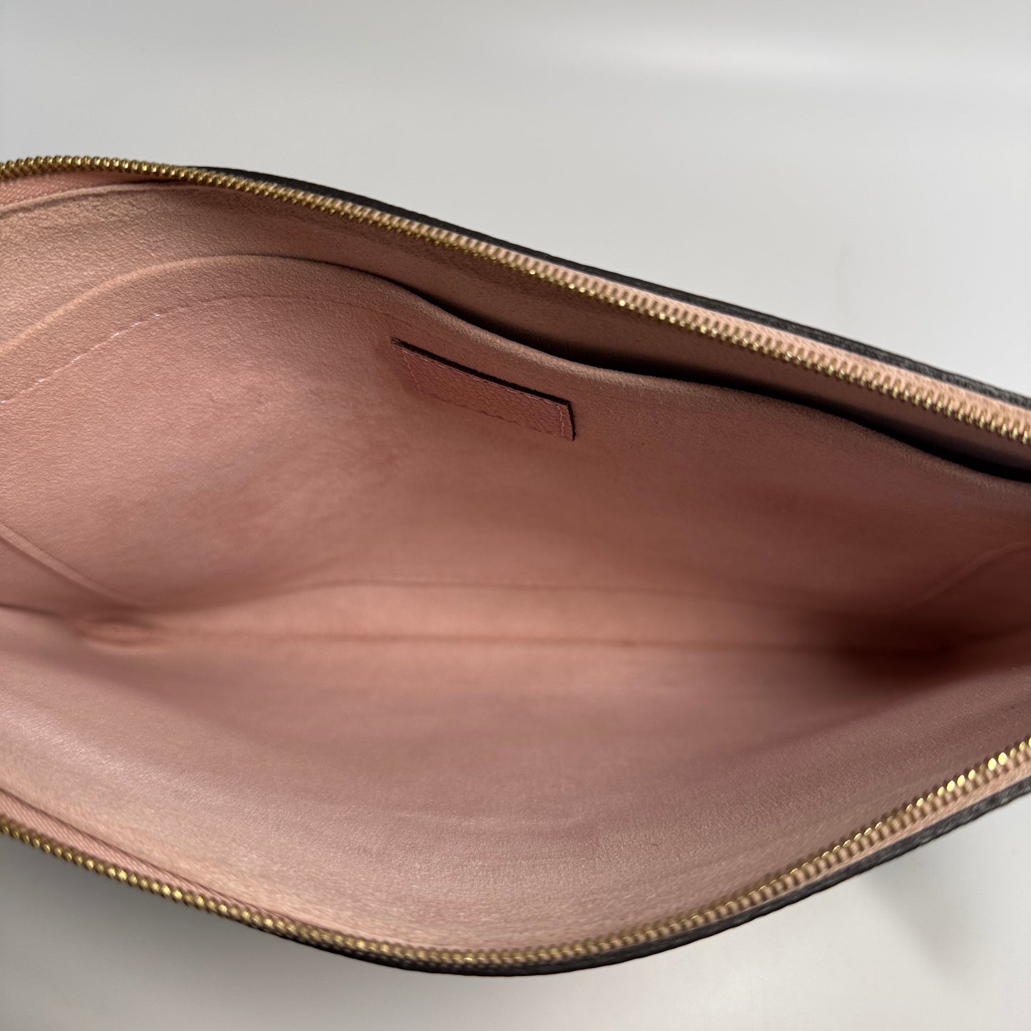 Rose Poudre Damier Ebene Canvas Daily Pouch