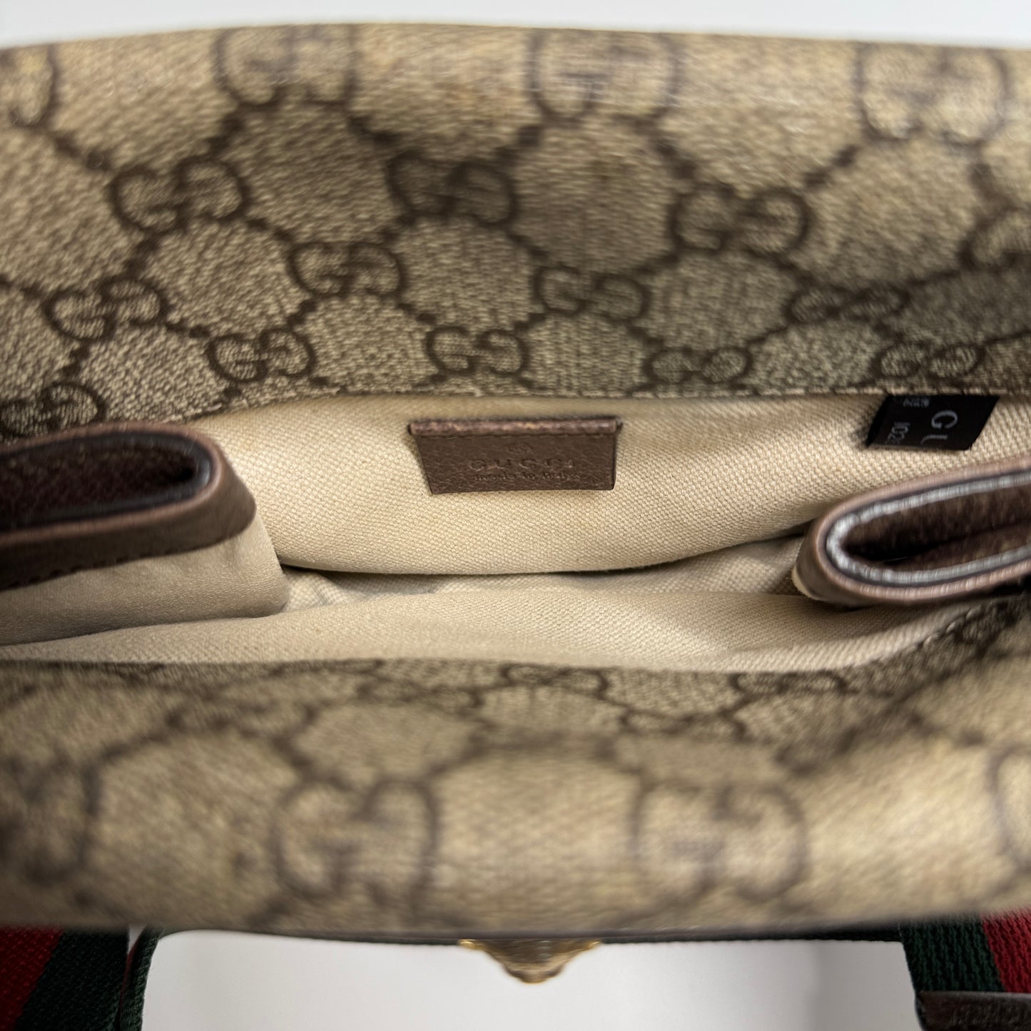 GG Supreme Monogram Web Small Neo Vintage Double Flap Messenger Bag Beige New Acero