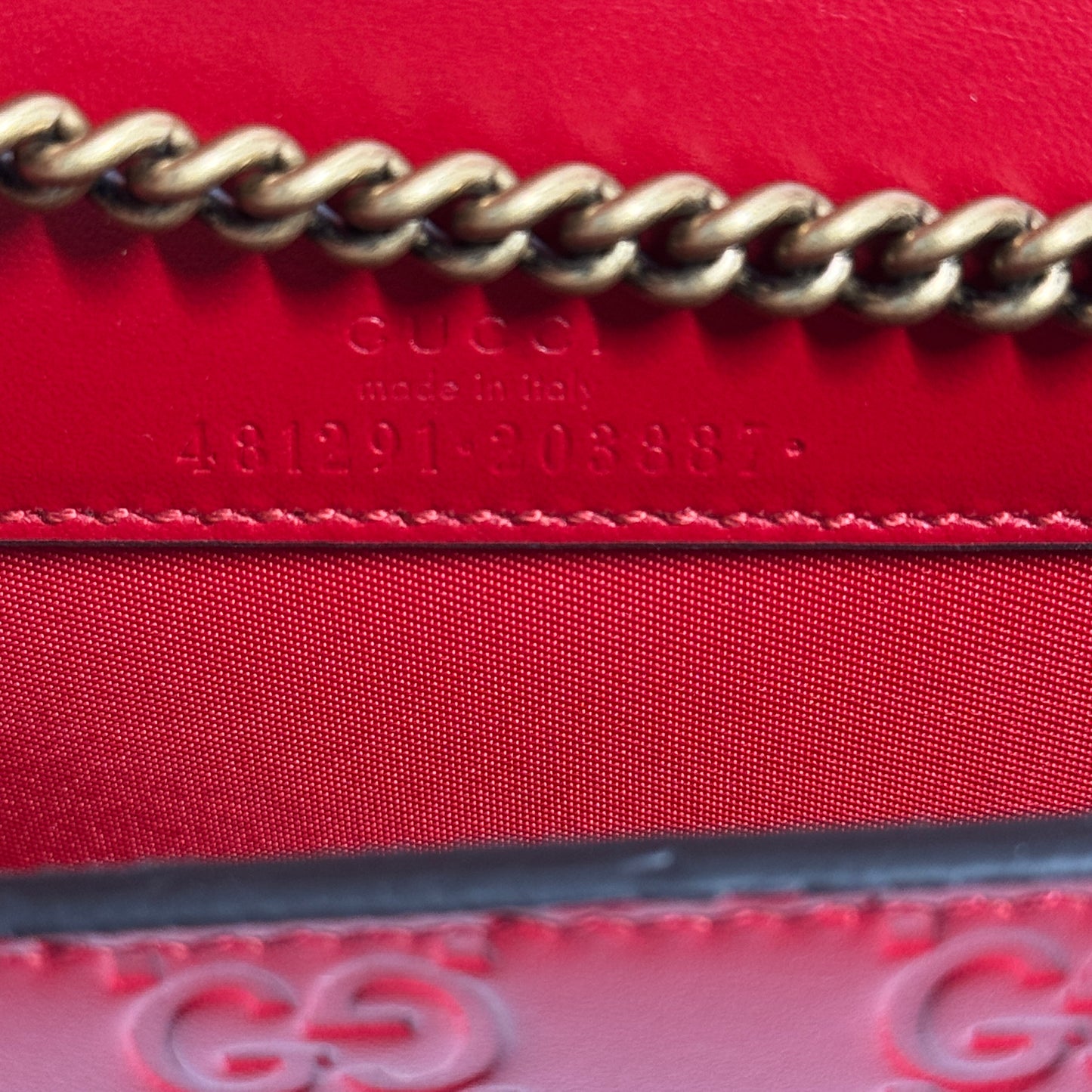 Guccissima Mini Cherry Chain Bag Hibiscus Red