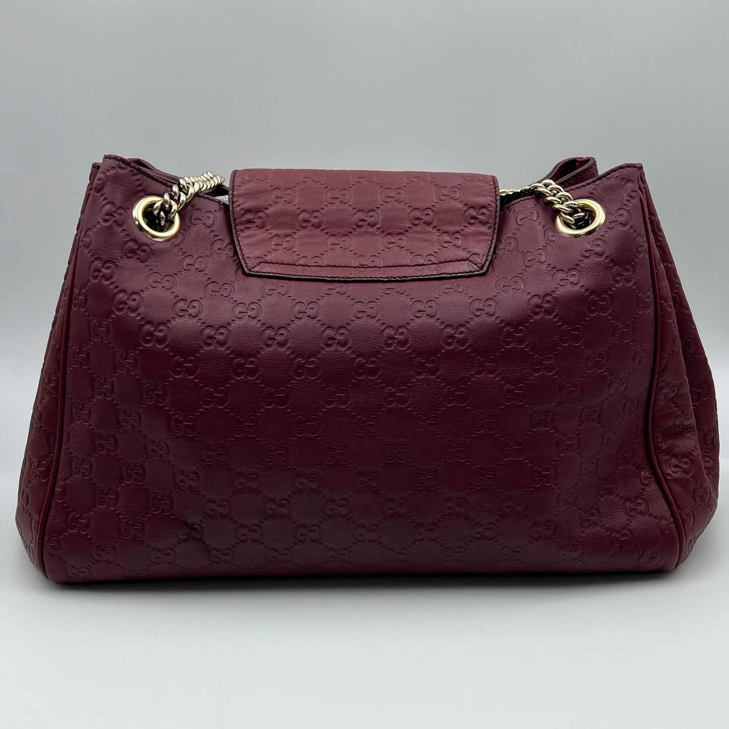 Leather Emily Large Horsebit Accent Shoulder Bag Wine Red