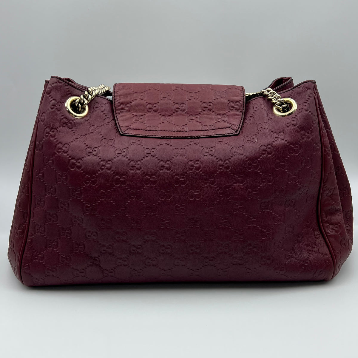 Gucci Leather Emily Large Horsebit Accent Shoulder Bag Wine Red — view 3 of 9 Leather Emily Large Horsebit Accent Shoulder Bag Wine Red, view 3 of 9