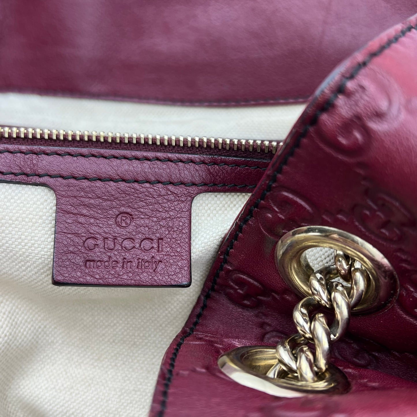 Leather Emily Large Horsebit Accent Shoulder Bag Wine Red