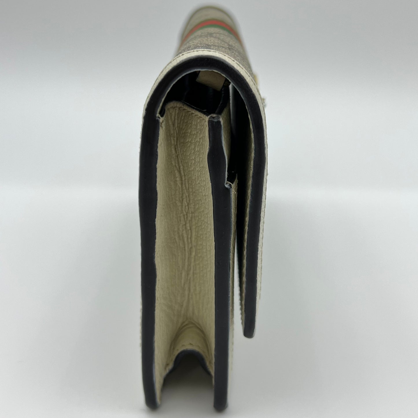 GG Supreme Monogram Web Queen Margaret Chain Wallet White