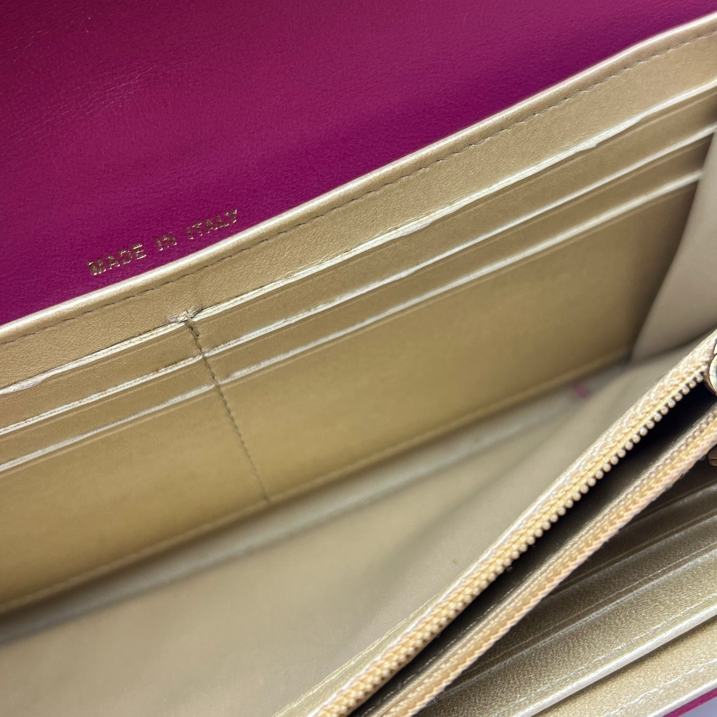 Lambskin Camellia Large Flap Wallet Fuchsia