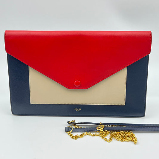 Large Tricolor Leather Pocket Envelope Flap on Chain