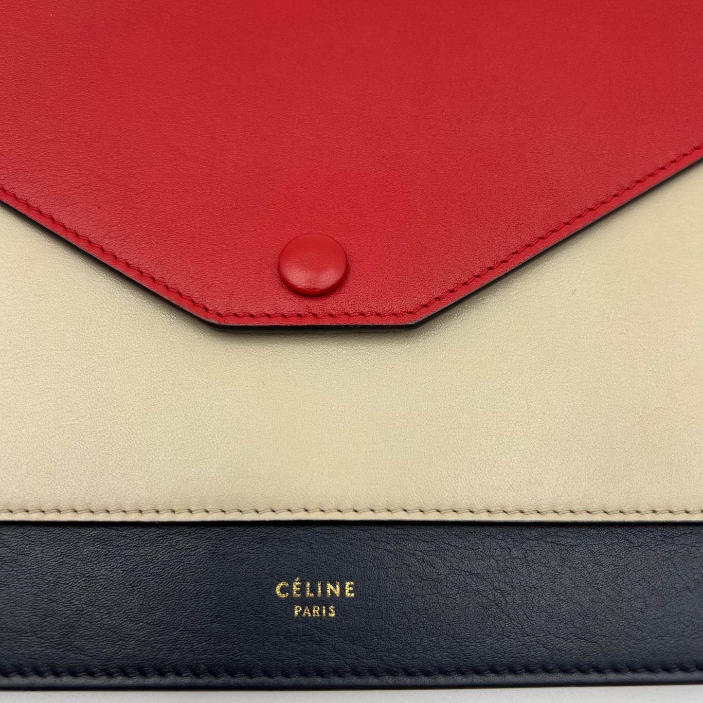 Large Tricolor Leather Pocket Envelope Flap on Chain