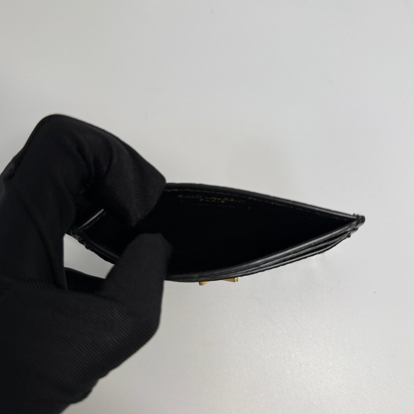 CASSANDRE card case in crocodile-embossed shiny leather