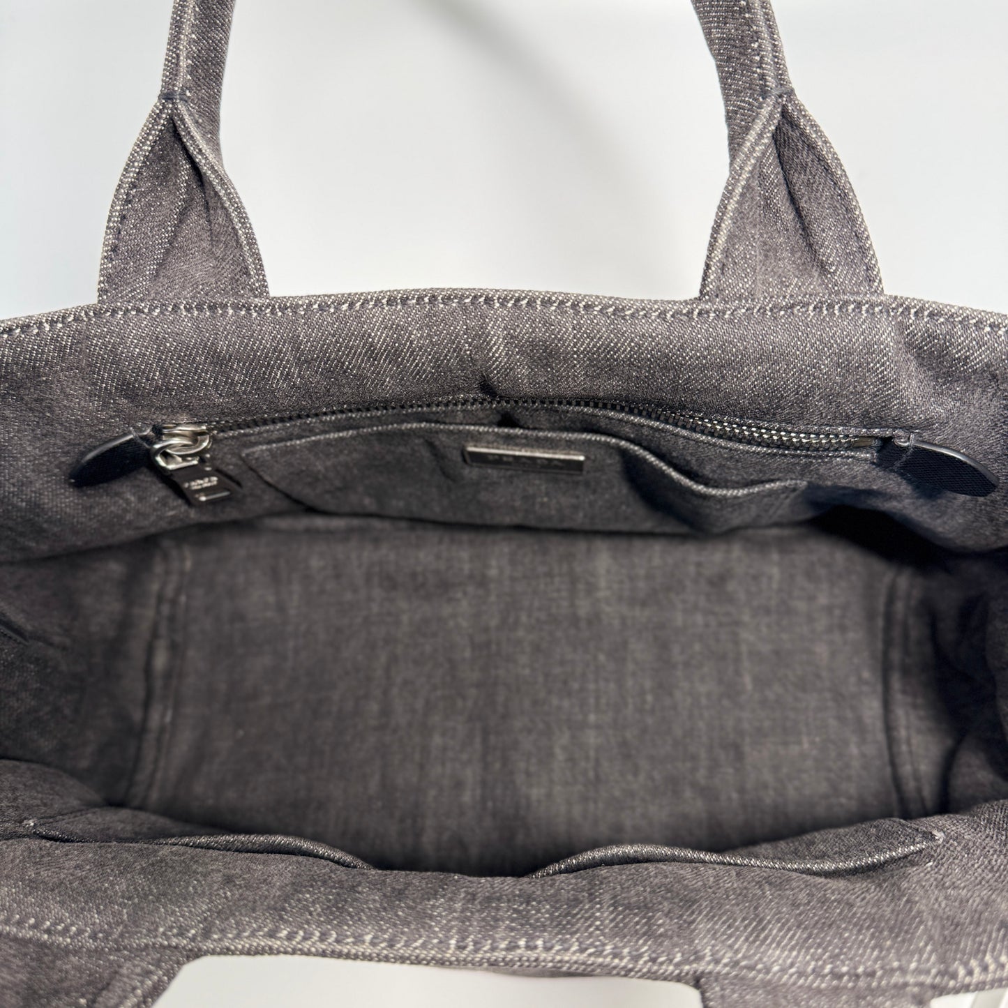 Logo Plate 2WAY Studded Shoulder Bag Grey