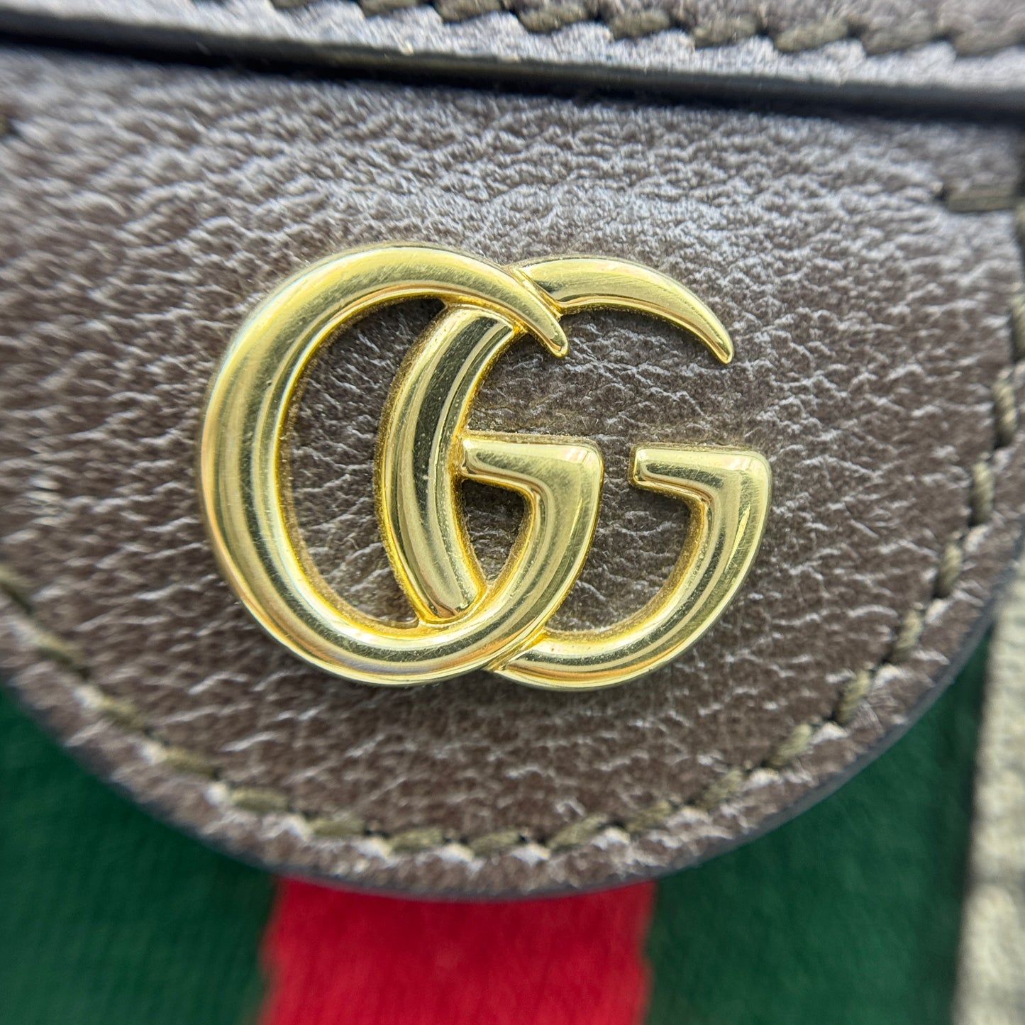 GG Supreme Monogram Textured Dollar Calfskin Web Small Ophidia Dome Shoulder Bag Beige Ebony New Acero