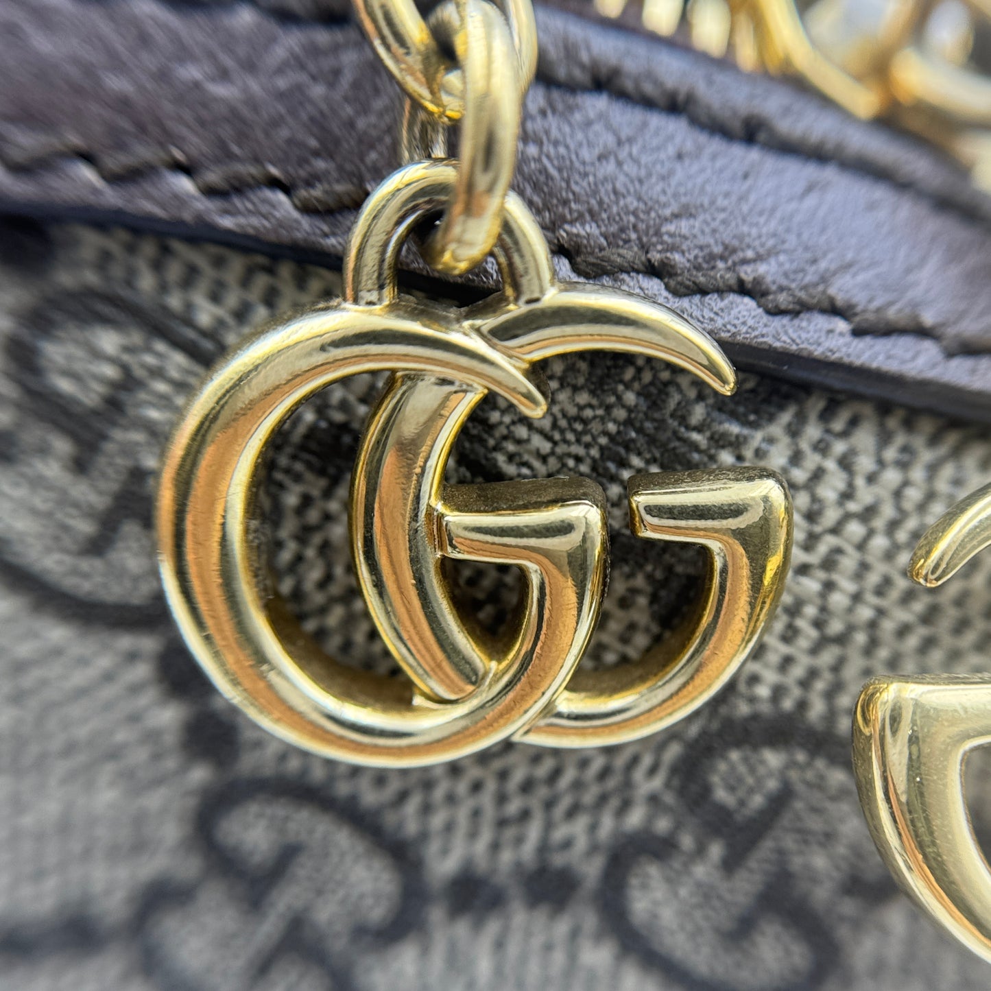 GG Supreme Monogram Textured Dollar Calfskin Web Small Ophidia Dome Shoulder Bag Beige Ebony New Acero