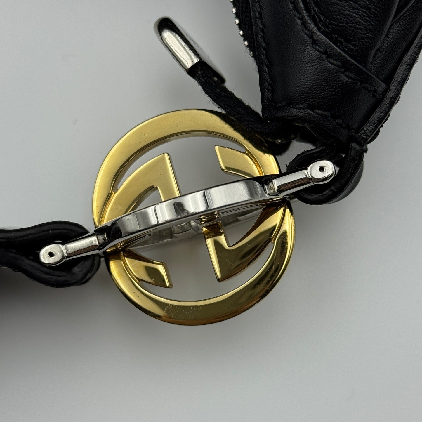 Gucci Black Guccissima Leather Medium GG Twins Hobo