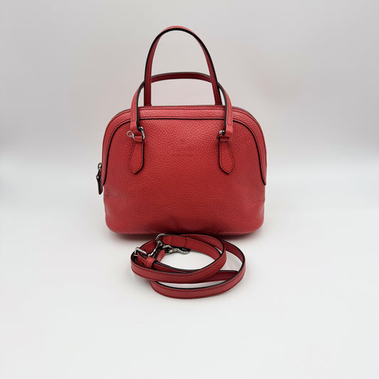 Leather Dome Small Red Handbag
