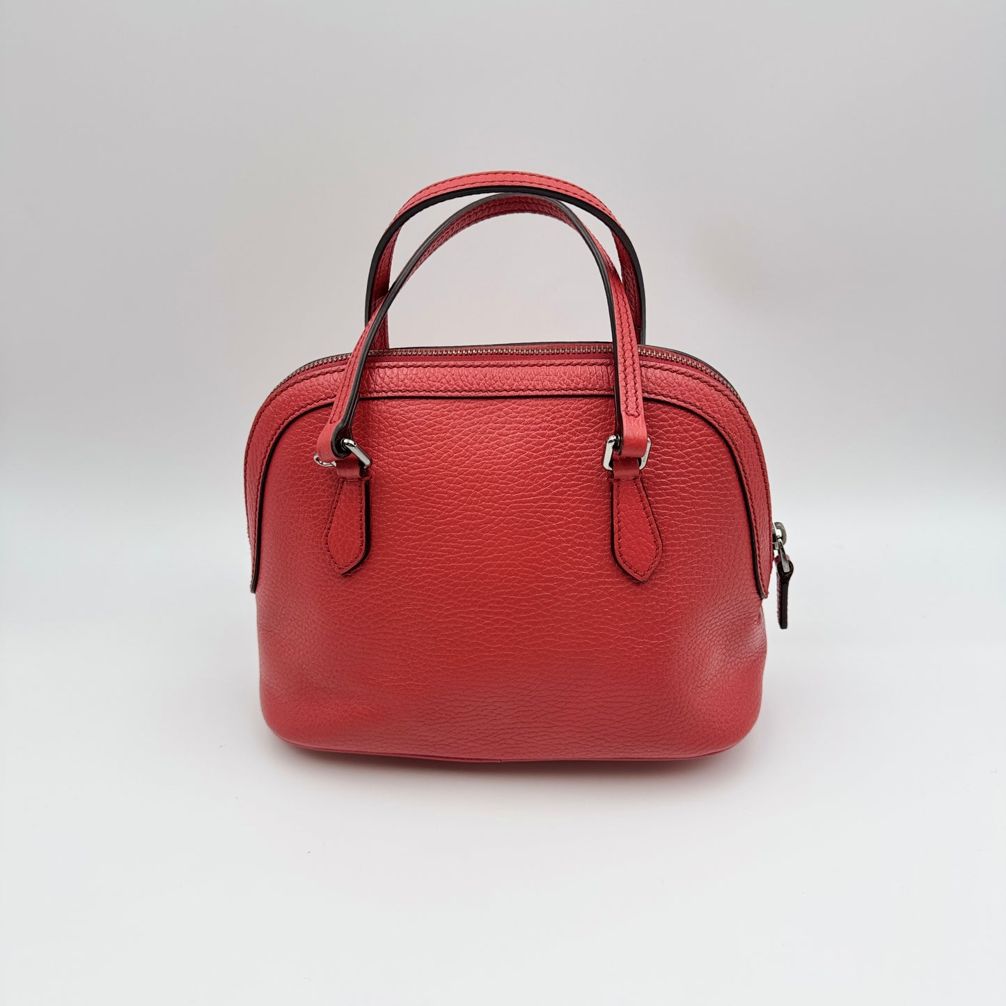 Leather Dome Small Red Handbag