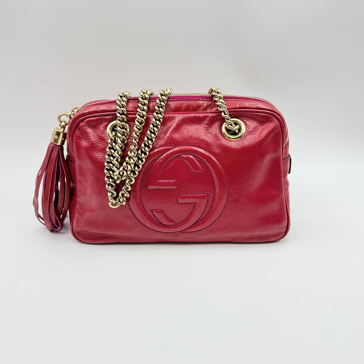 Gucci Soho Double Chain patent leather handbag