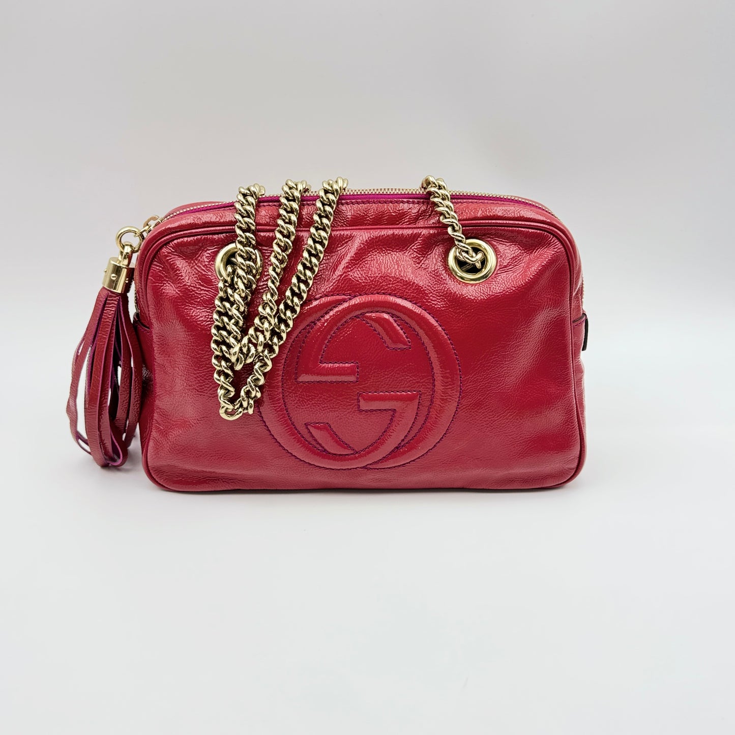 Soho Double Chain patent leather handbag