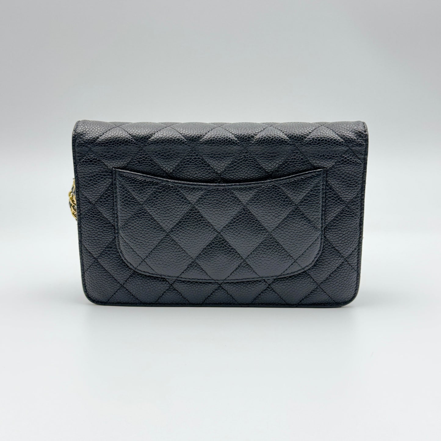 Caviar Quilted Wallet on Chain WOC Black
