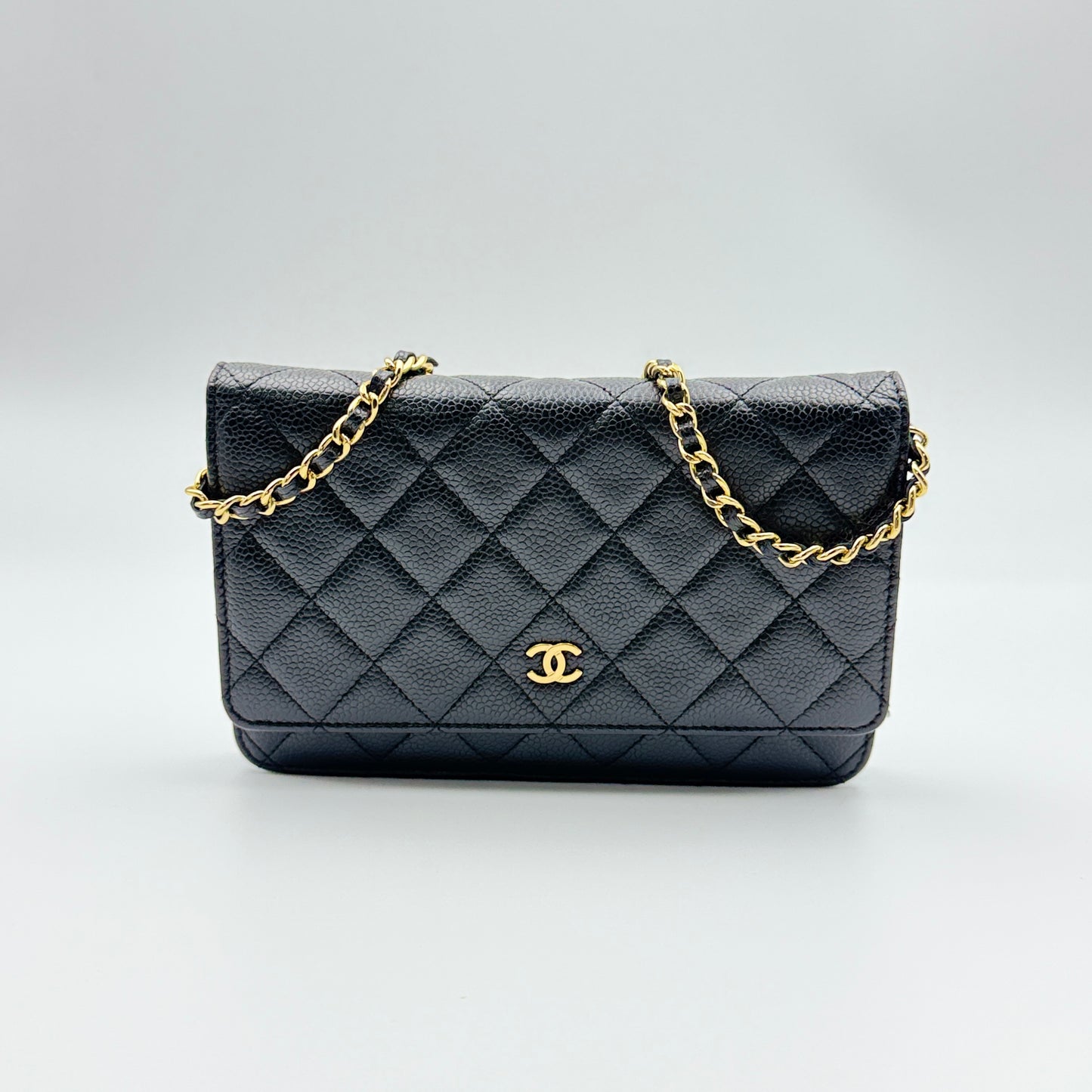 Caviar Quilted Wallet On Chain WOC Black
