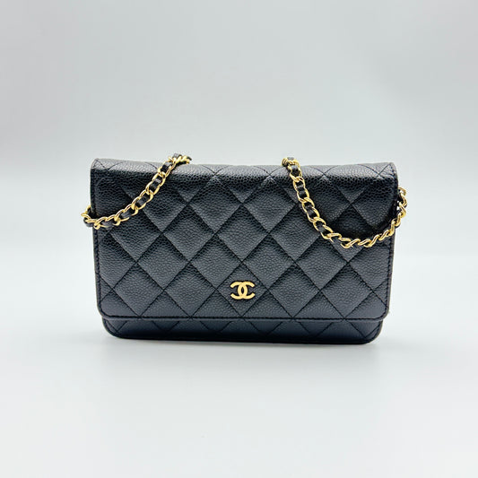 Caviar Quilted Wallet On Chain WOC Black