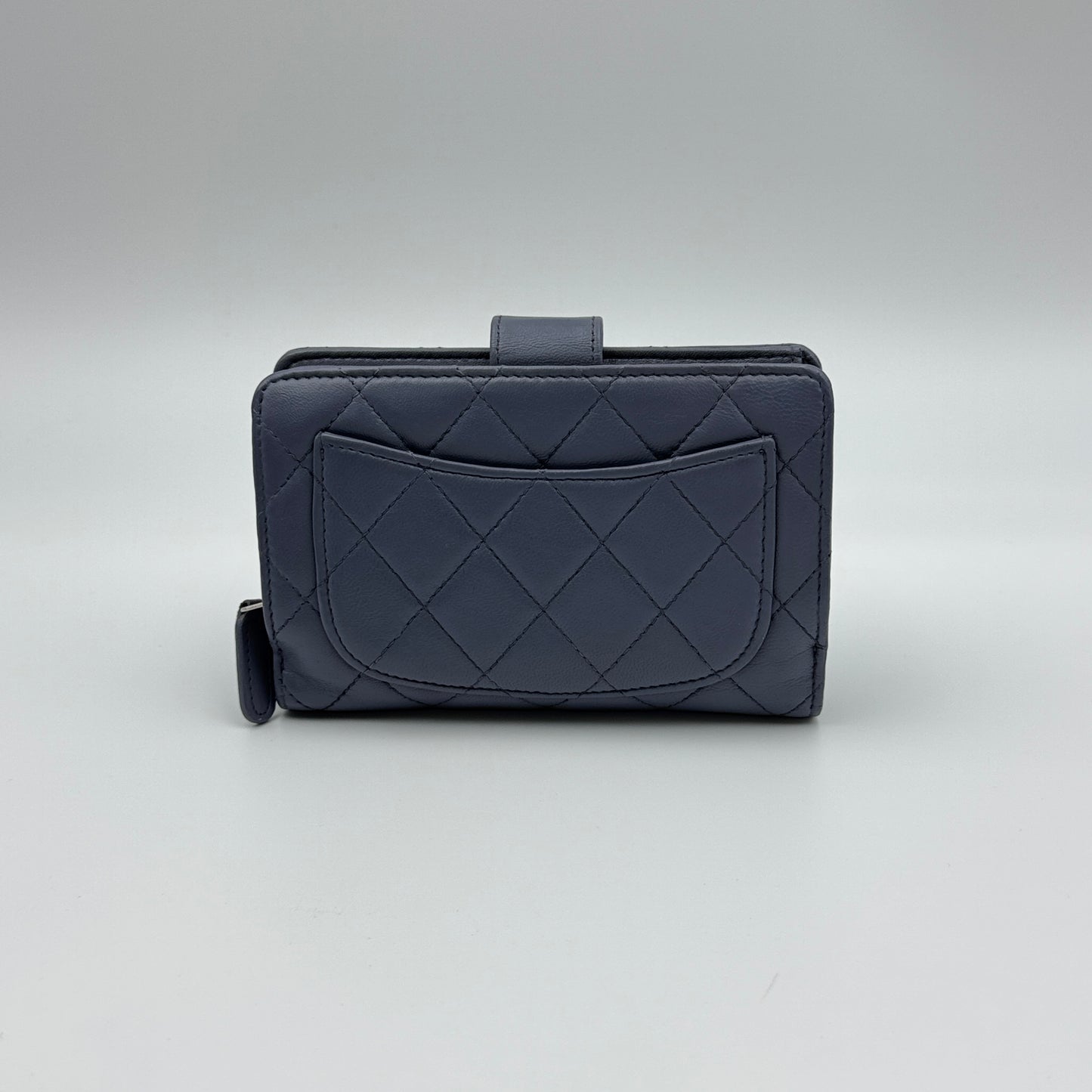 Chanel CC French Wallet in blue quilted leather