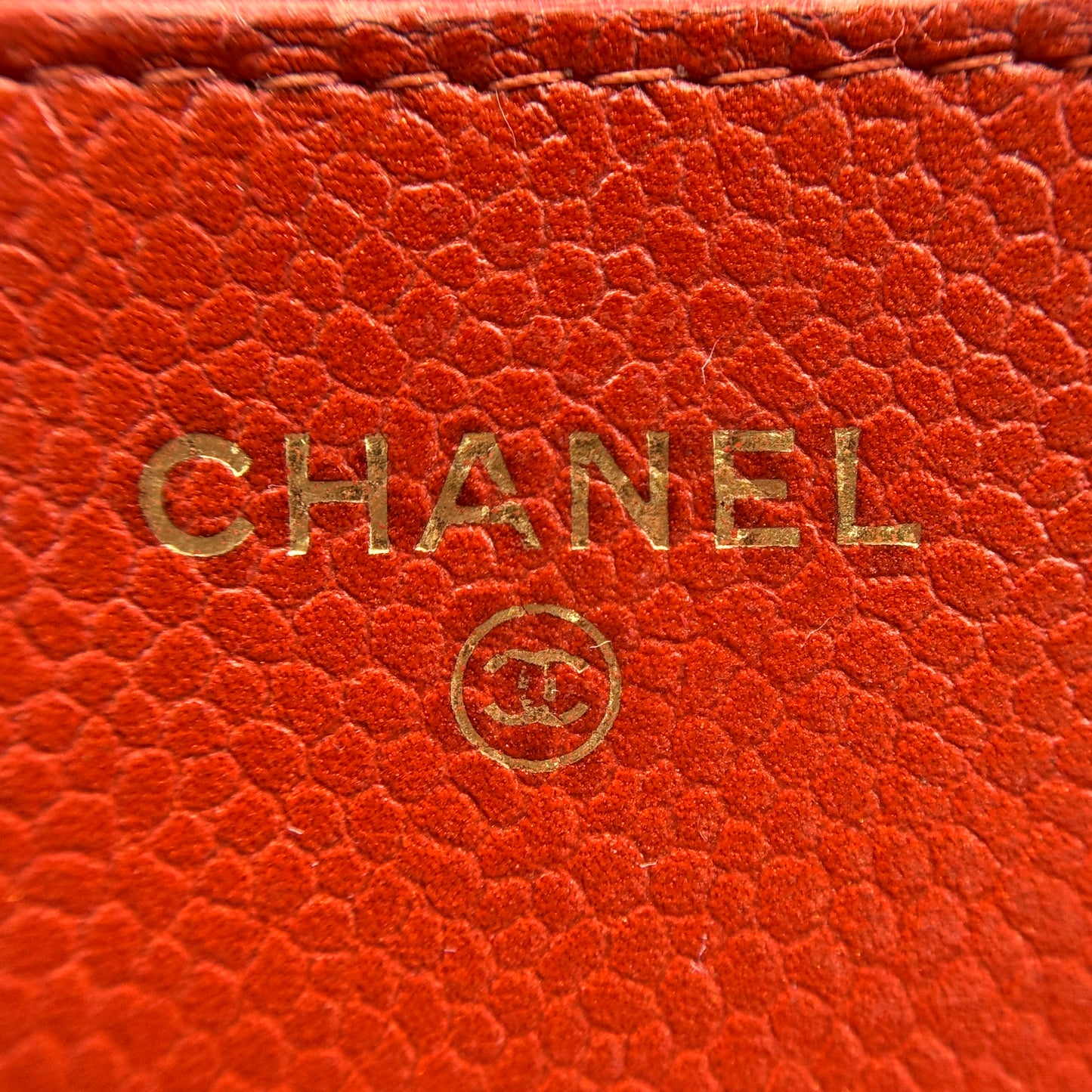 WOC Quilted Caviar Leather Crossbody Wallet Red Orange Tangerine Color