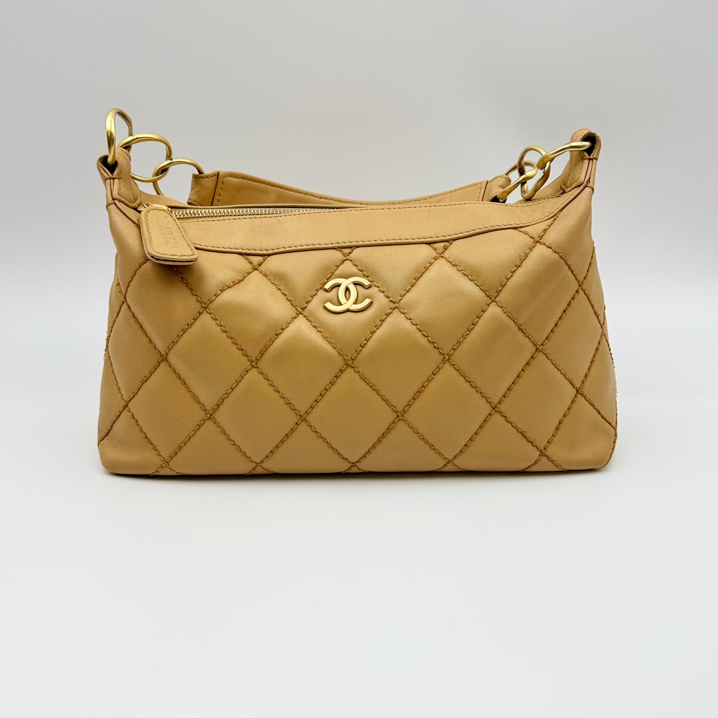 Quilted CC Shoulder Bag Beige