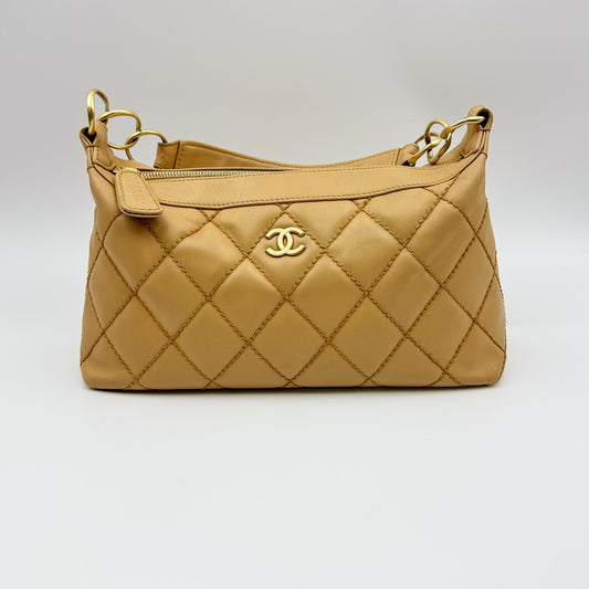 Quilted CC Shoulder Bag Beige