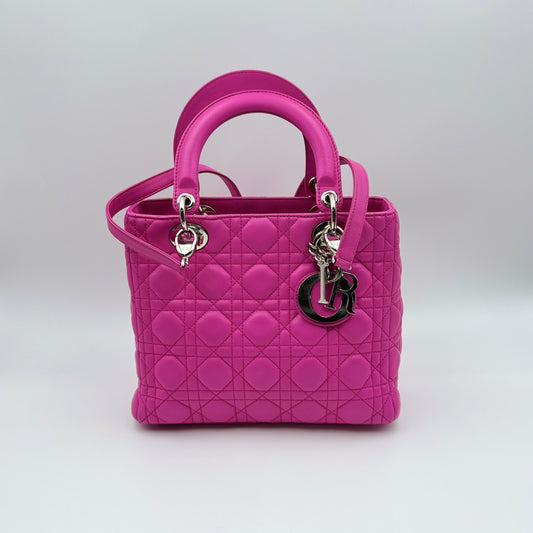 Lambskin Cannage Medium Lady Dior Pink