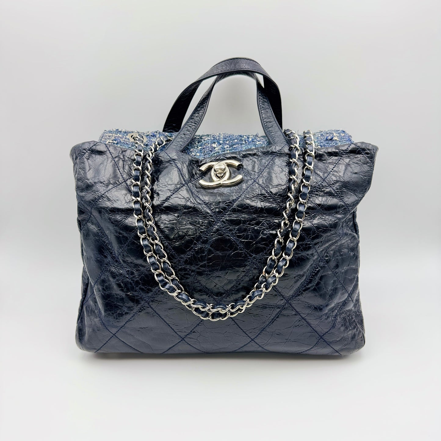 Portobello Tweed Navy Blue Tote Bag