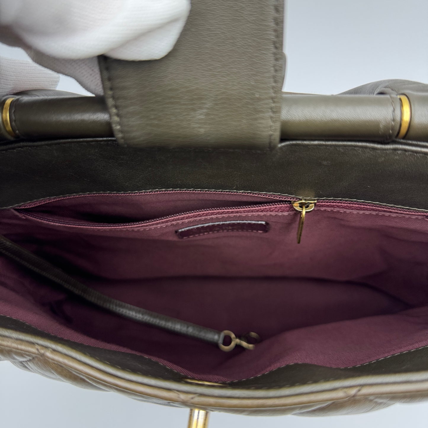 Paris-Rome Gold Bar Tote Brown