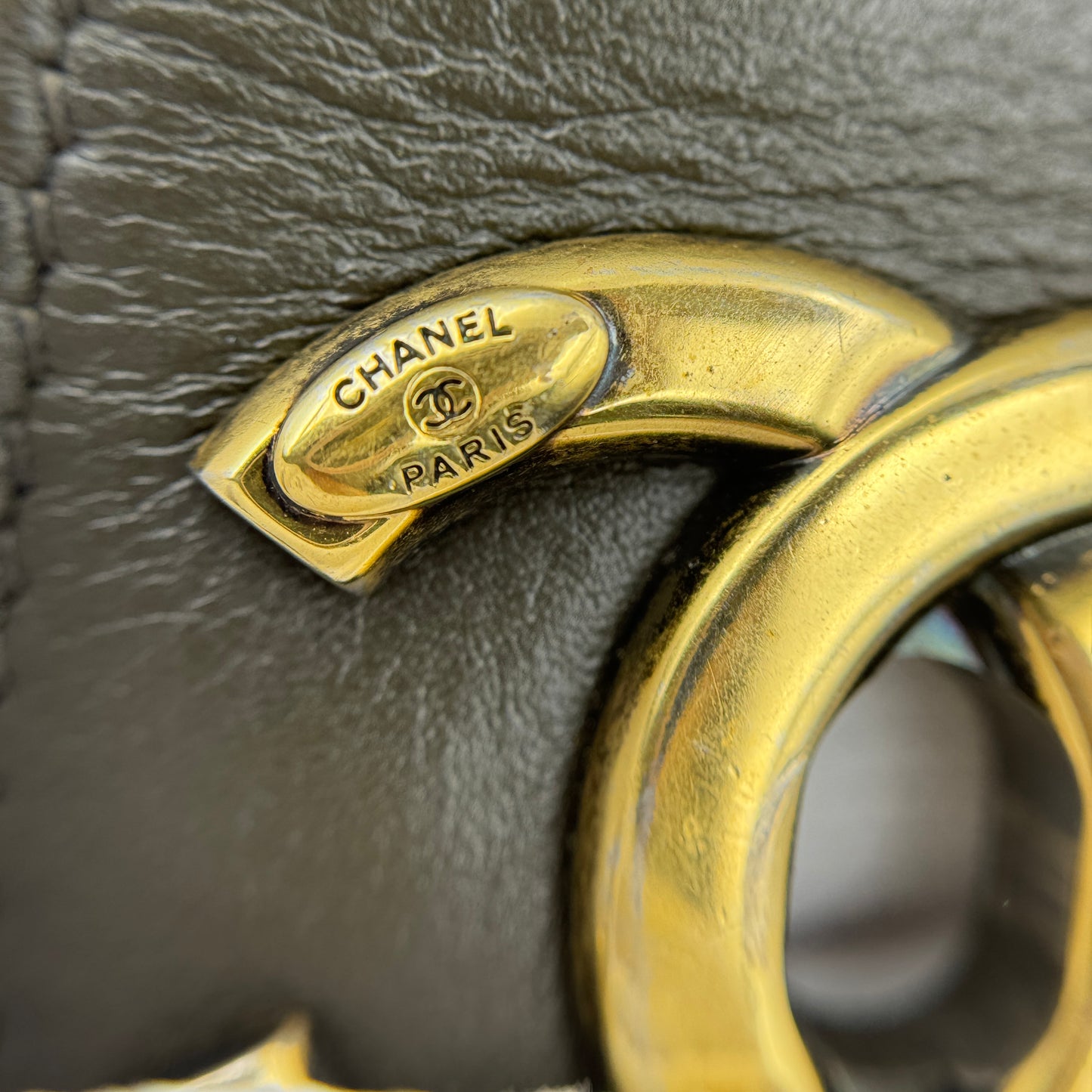 Paris-Rome Gold Bar Tote Brown