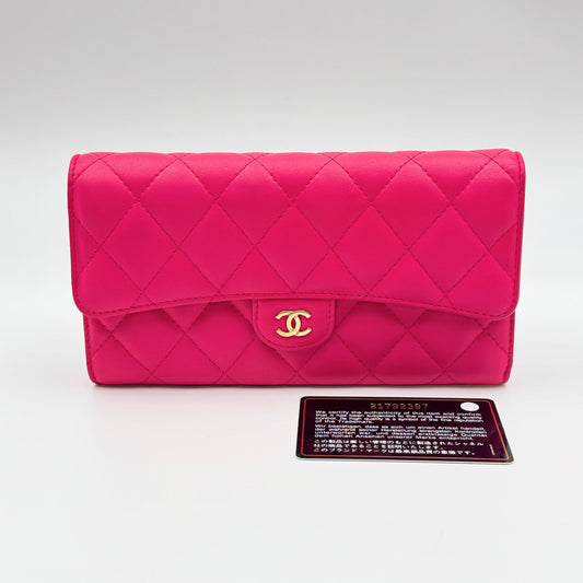 Pink Lambskin Leather Wallet