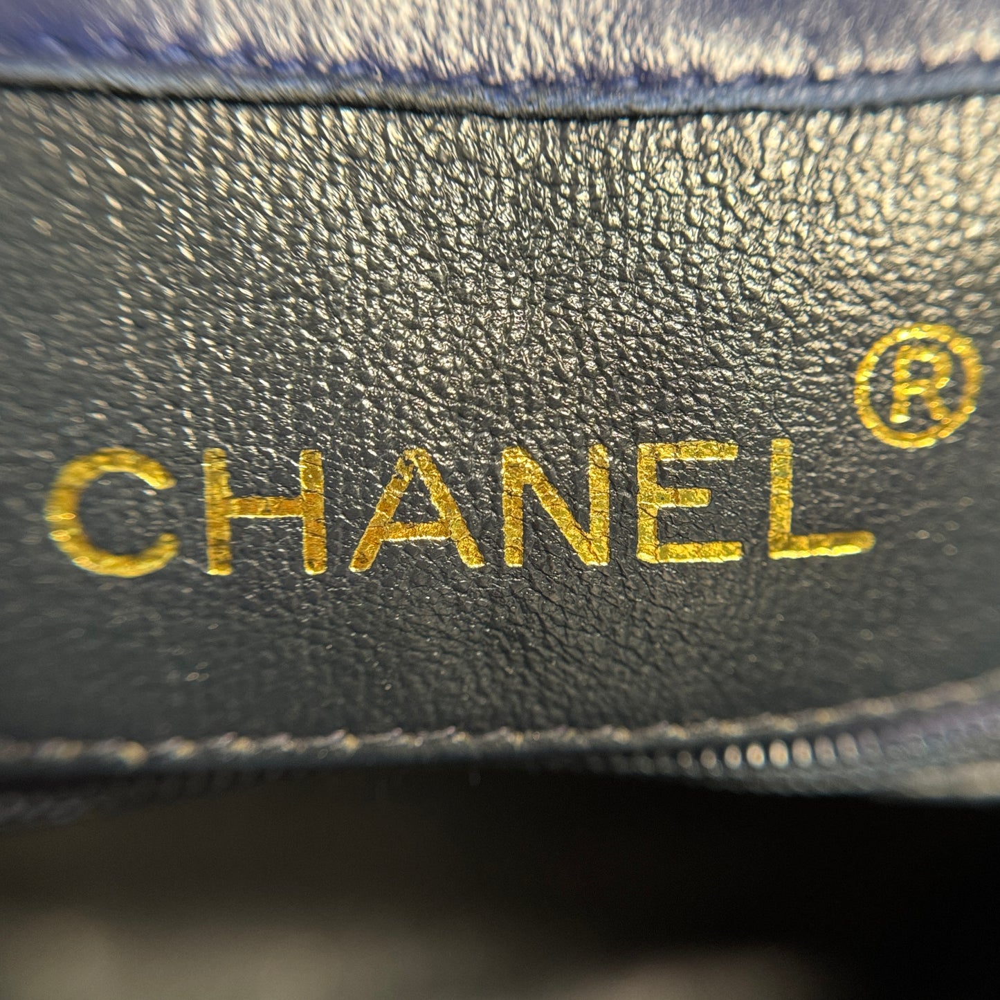 Shoulder Bag Matelasse Drawstring Type Chain Shoulder Lambskin Navy Gold-Tone Hardware