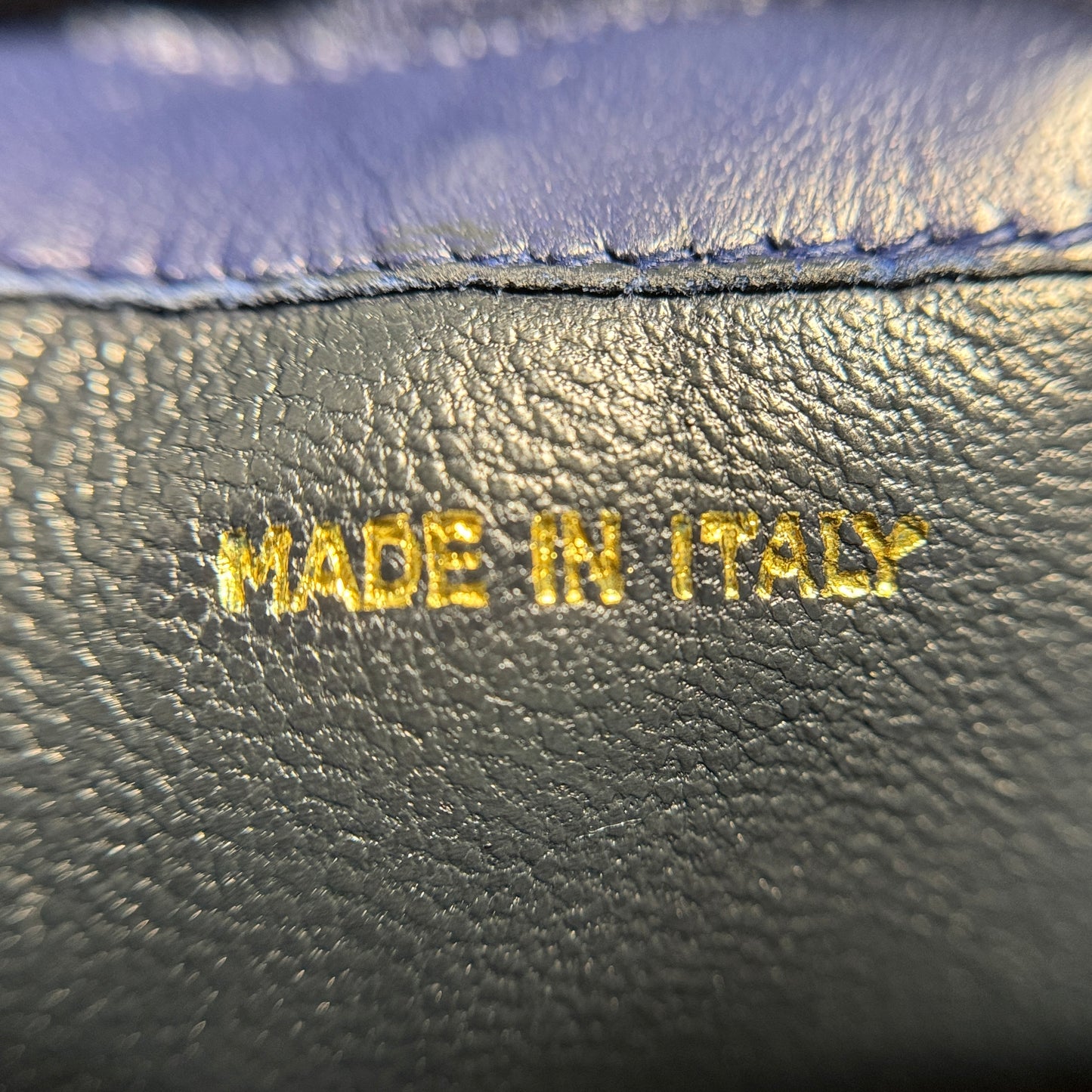 Shoulder Bag Matelasse Drawstring Type Chain Shoulder Lambskin Navy Gold-Tone Hardware