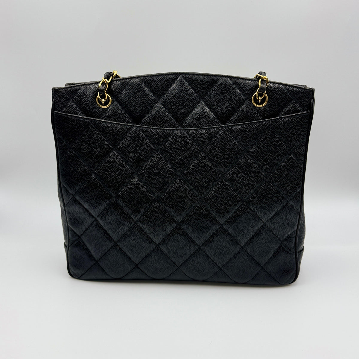 Chanel Vintage CC Lock Pocket Chain Tote Quilted Caviar Large — view 2 of 9 Vintage CC Lock Pocket Chain Tote Quilted Caviar Large, view 2 of 9